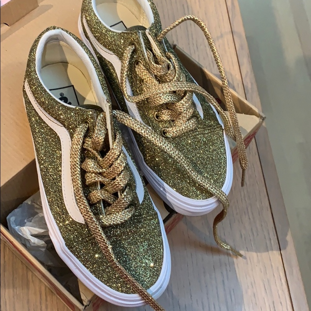 Vans gold glitter shoes